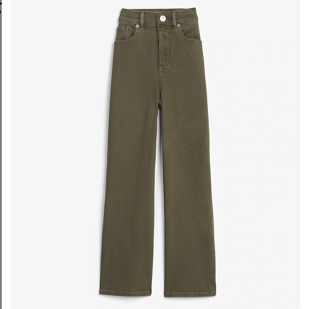 Express High Waist Wide Leg Green Jeans Size 6